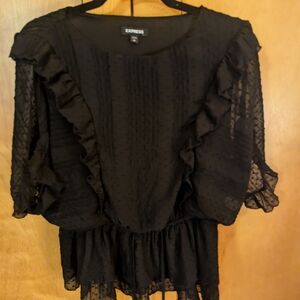 Express Elegant Black Ruffle Blouse